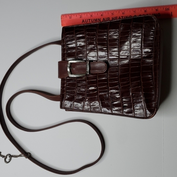 Fossil Purse Alligator Print Leather Closure Brown - Picture 1 of 6